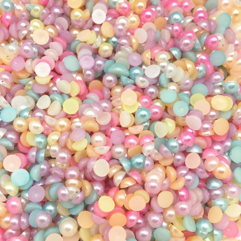 

50g(3000pcs) 4mm Pastel Mixed Half Round Pearls Flatbacks Embellishments DIY Nail Decorations Scrapbooking Crafts For Cardmaking