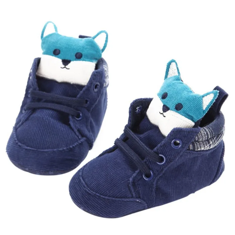 Детская Повседневная хлопковая обувь с животными для маленьких мальчиков и девочек 1-3 лет; обувь для маленьких мальчиков на высоком каблуке; Новинка года - Цвет: Синий