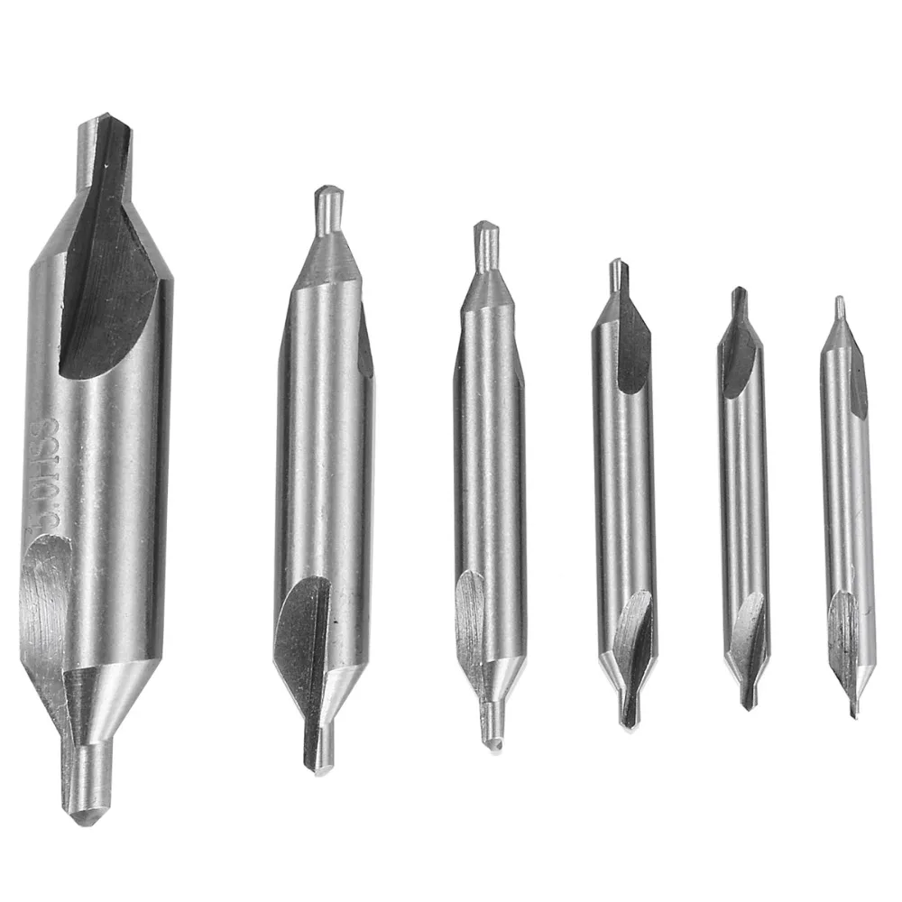 1 Set High Hardness HSS Center Drill Bits Double Ended Combined Countersinks Kit 60 Degree 5mm 3mm 2.5mm 2mm 1.5mm 1mm