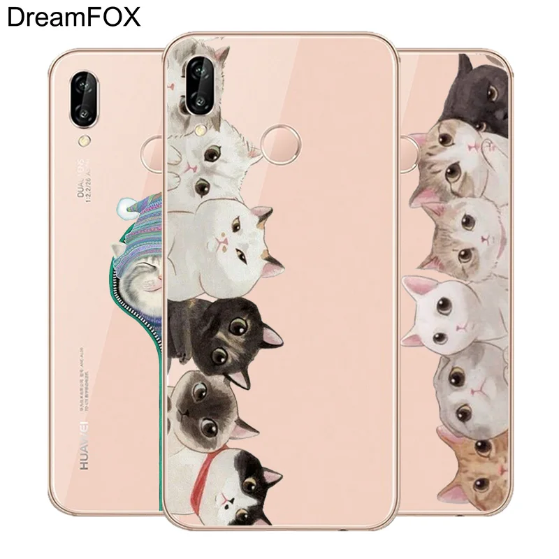 DREAMFOX L019 Cat Soft TPU Silicone Case Cover For Huawei Honor 6A 6C 7X 9 10 P20 P30 Lite Pro P Smart 2019 |
