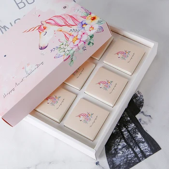 

Cardboard Cake Box Kraft Paper Cake Packing Box Dessert Package 6 boxes in One Cookies Box Flamingos Unicorn Bag with Handle