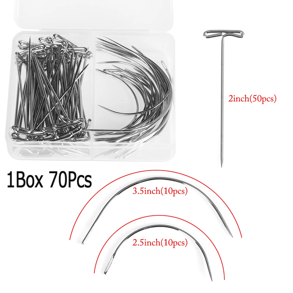 70 шт T и C Тип волос ткань иглы Холст ремонт ткачество изогнутые швейные булавки одежды вязальные спицы поставки