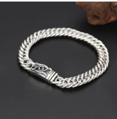 925 серебряный браслет классические браслеты ювелирные изделия мужские ювелирные изделия из серебра Серебряная цепочка 925 браслет мужские 925 штампованные браслеты 9 мм