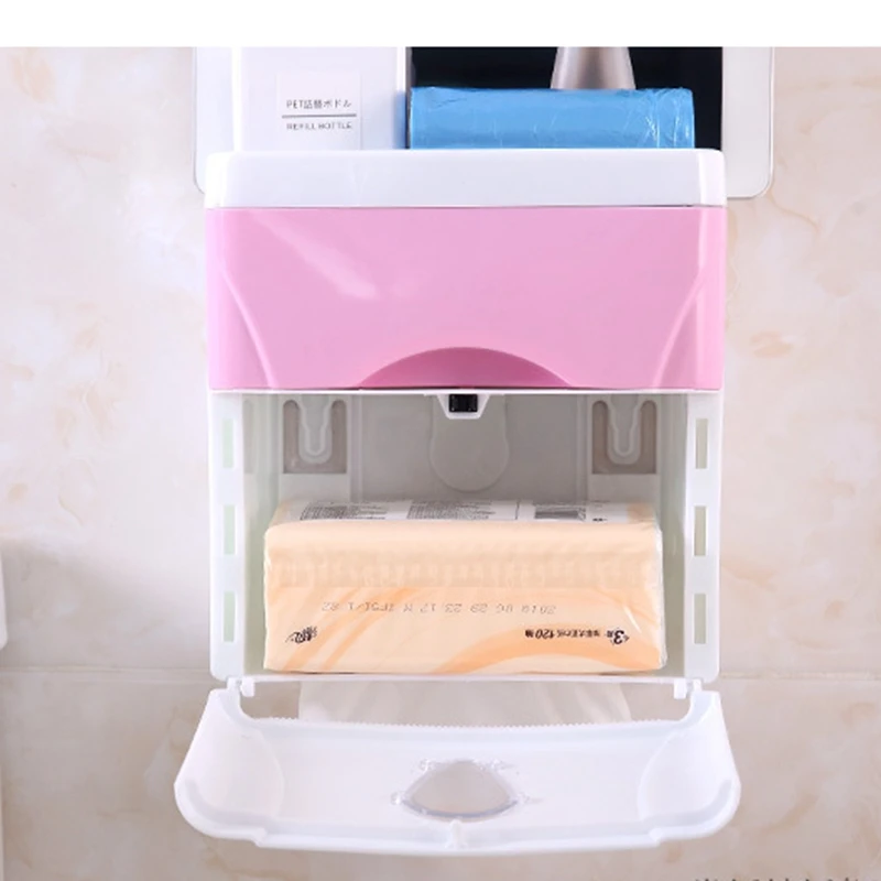 Billige Bad Wasserdicht Tissue Box Kunststoff Bad Wc Papier Halter Wand Montiert Papier Lagerung Box Doppel Schicht Dispenser