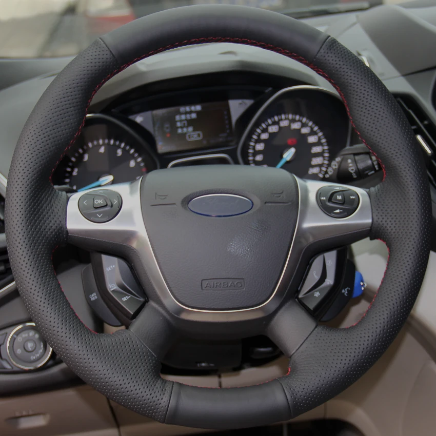 Black Synthetic Leather Car Steering Wheel Cover for Ford Focus 3 2012
