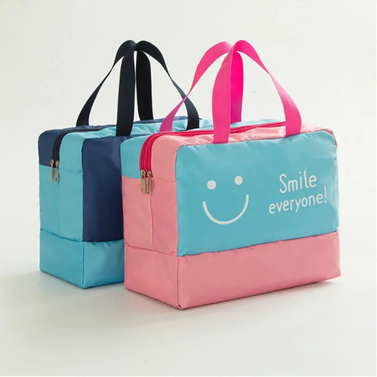 

Beach Bags Dry And Wet Isolation Travel Practical Cosmetic Bag Large Capacity Light Smile Vanity Makeup Organizer