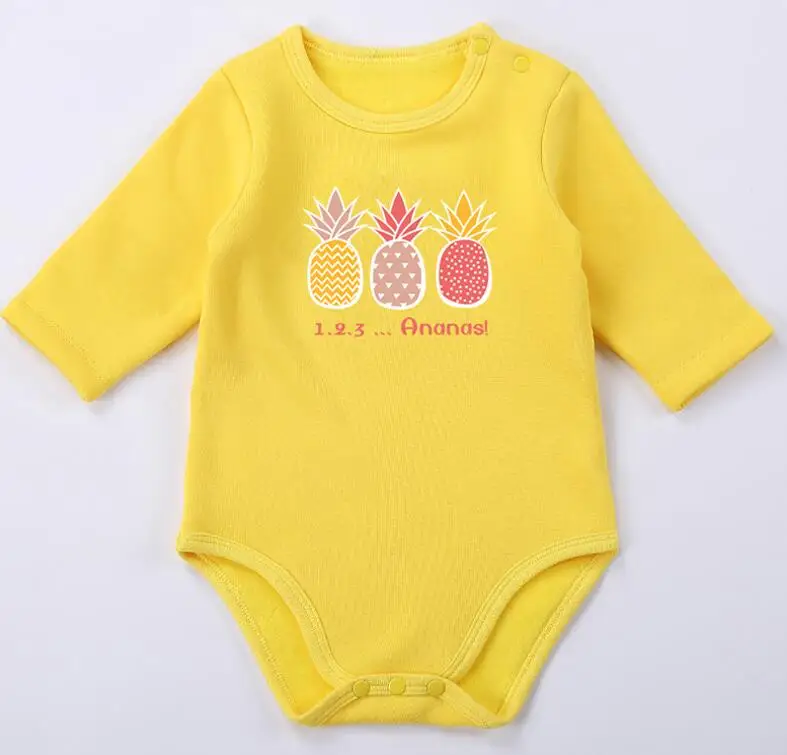 Детская одежда костюм с длинными рукавами комбинезон, Пижама для маленьких детей Одежда для мальчиков детская одежда для девочек на осень-зиму детская одежда - Цвет: yellow pineapple