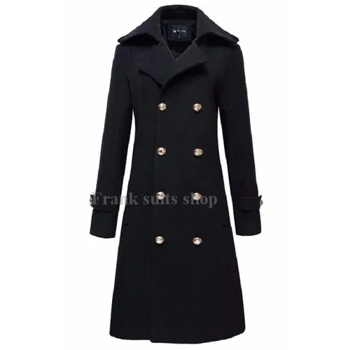 

2017 Custom-made Men Winter Jacket SlimTrench Long Coat Men Wool overcoat Fashion Lapel