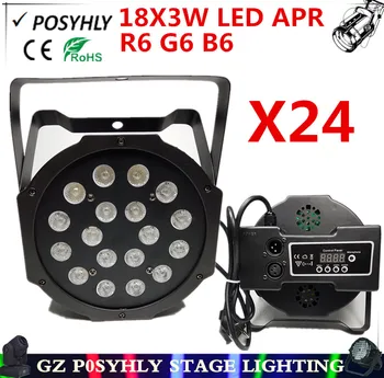 

24pcs/ 18X3W led par R6 G6 B6 Flat par dmx512 control AC90-240V disco light professional stage dj equipment