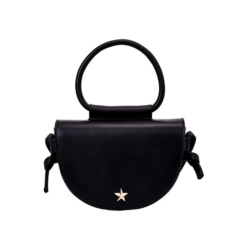 

2019 New Arrival Women's Saddle Bag Fashion PU Leather Ladies Shoulder Bags Wild Round Handbag Solid Trend Messenger Bags Female