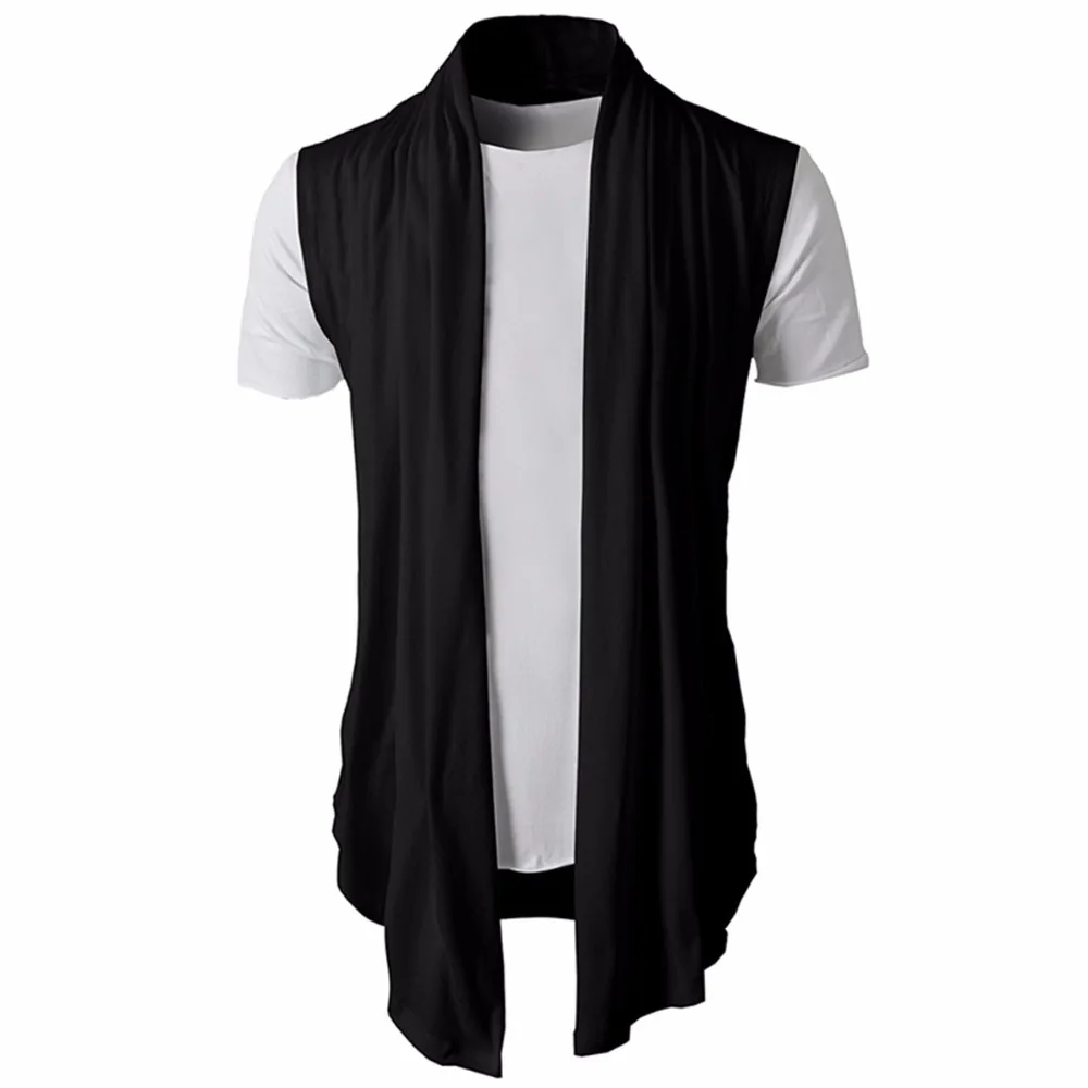 

Men's T Shirt Men 2018 Summer Fashion Casual Sleeveless Cardigan Black Grey T shirts Solid Color Loose Outwear Cardigan Vest XXL