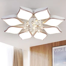 Living room lamp petal round crystal lamp simple modern bedroom lamp led ceiling warm hall lamp black white square round led ceiling lamp living room dining room bedroom hall kitchen decoration modern dimming ceiling lamp