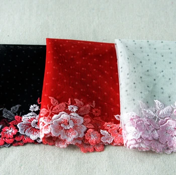 

5 yard 21cm 8.26" wide black/red/ivory mesh embroidery tapes lace trim ribbon L292K622 free ship