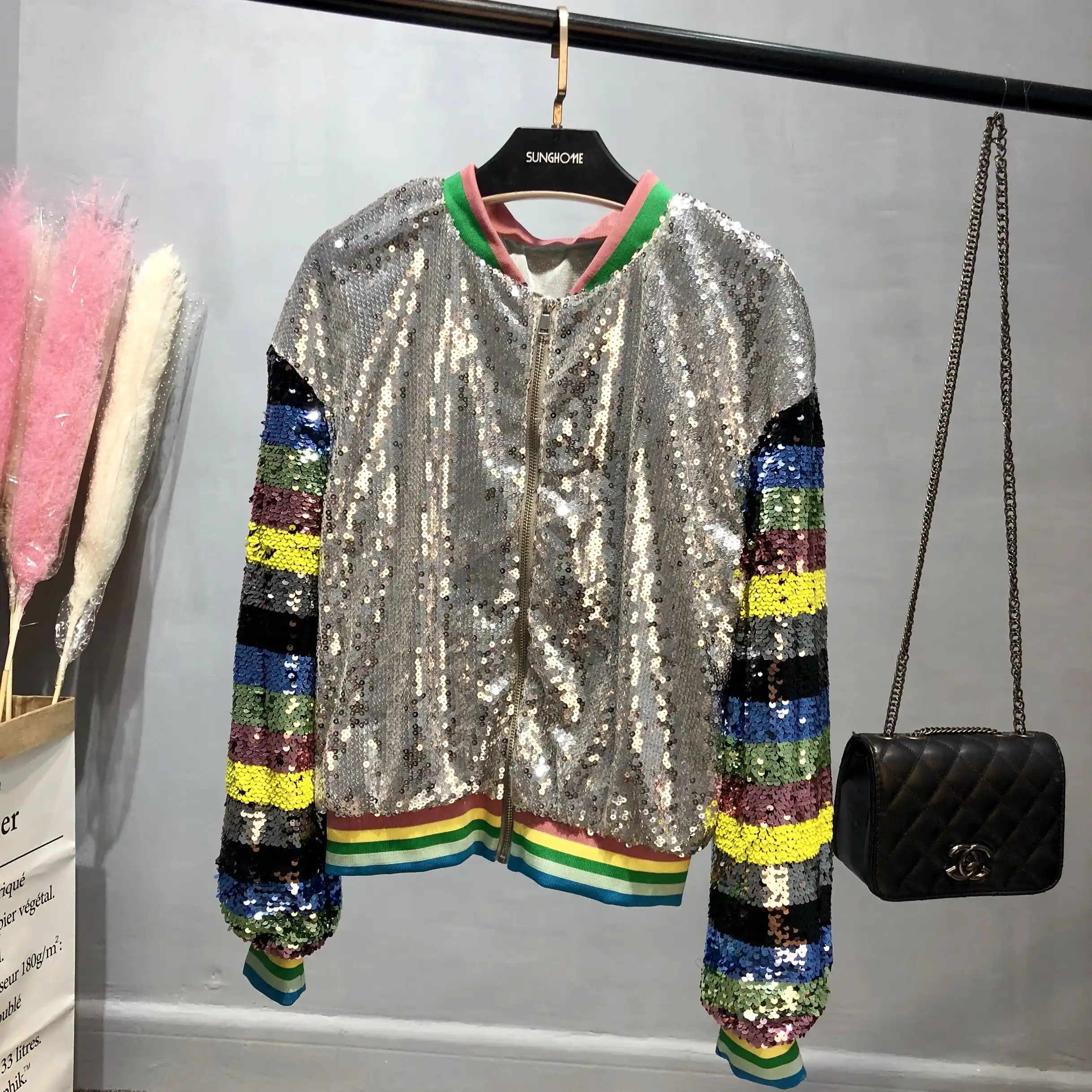 rainbow sequin cardigan