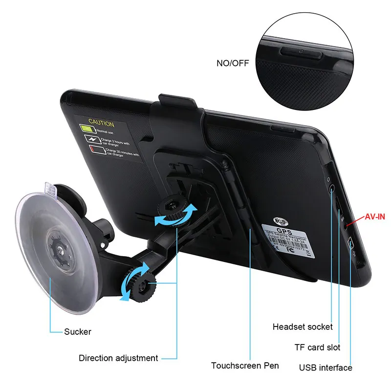 XGODY 7 Inch Car GPS Navigation Android 2 in 1 Tablet PC 16GB WiFi Bluetooth Auto GPS Car Navigator