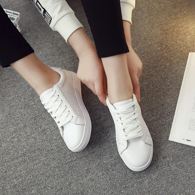 

2017 spring and summer models white shoes fashion leather women's walking shoes summer single walking shoes AQW1-AQW5