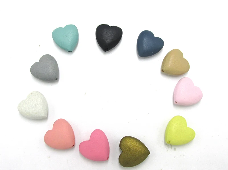 

50pcs/lot 2017 Newest Pastel Color Heart Wood Beads can mixed 11 colors
