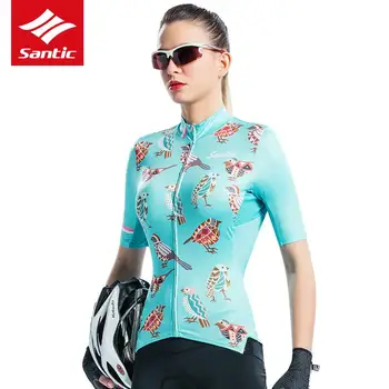 

SANTIC Cycling Jersey Mtb Bike Jersey Shirt Women Short Sleeve Cycling Clothing Bicycle Clothes Ropa Maillot Ciclismo Asian Size