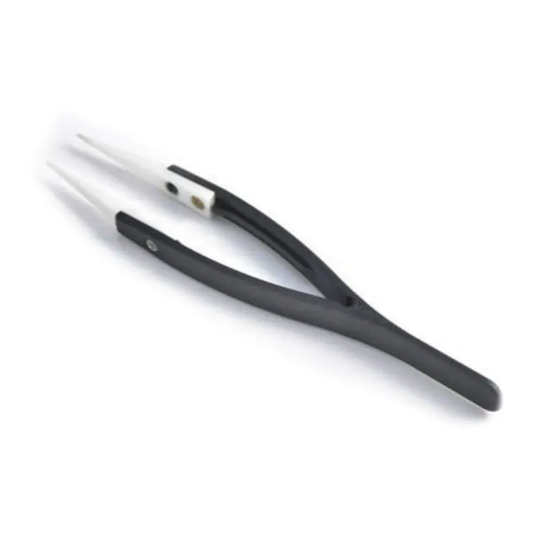 

High Temperature Resistance Curved Aimed Tweezers Stainless Steel Handle Ceramic Tweezers for Hand Repair Tools Accessories