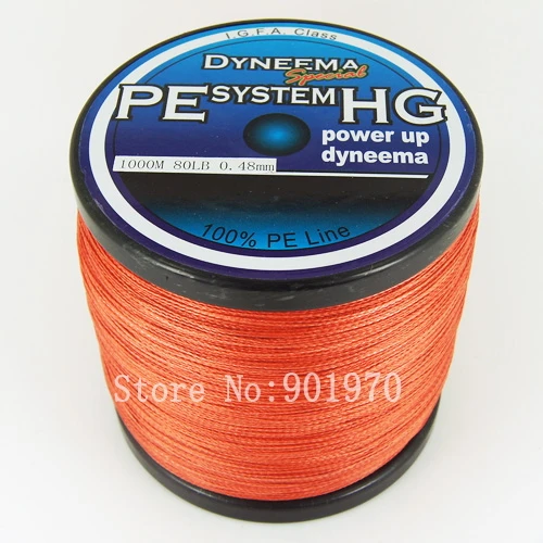 Free shipping 100 PE 4 strands 1000m 80lb red color braided fishing