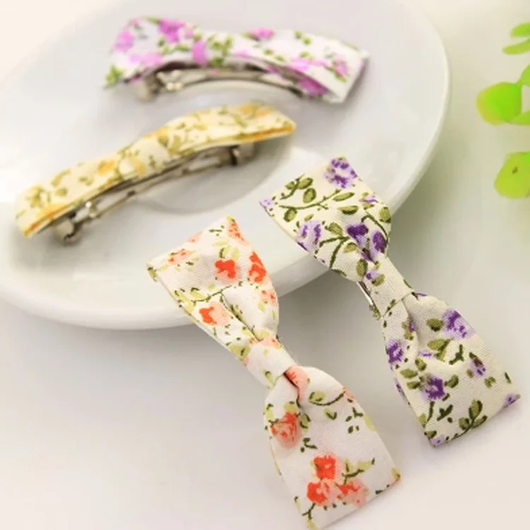 1445 South Korean accessories wholesale pastoral style cloth small Suihua bowknot hairpin