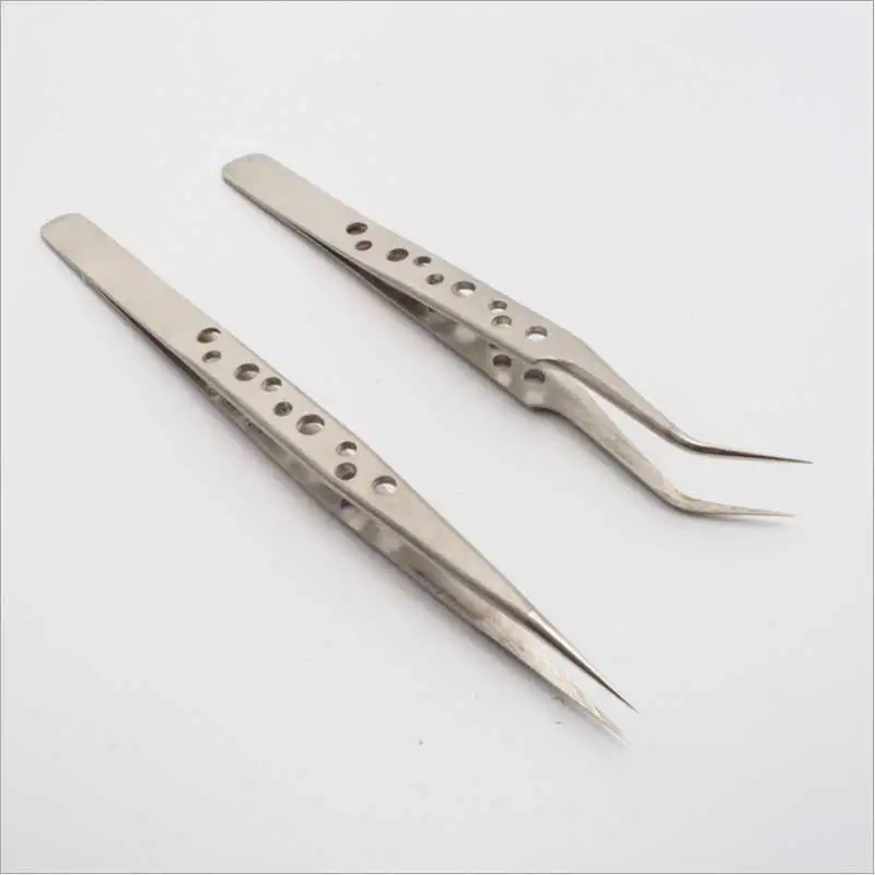 9 holes fine tweezers matte light tip 1.5MM with eyebrows tweezerstips