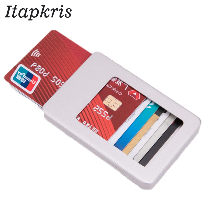 Для мужчин металлический держатель для кредитных карт для женщин автобус Бизнес Карты Чехол RFID Кошелек Алюминиевый денежный Чехол Органайзер для путешествий