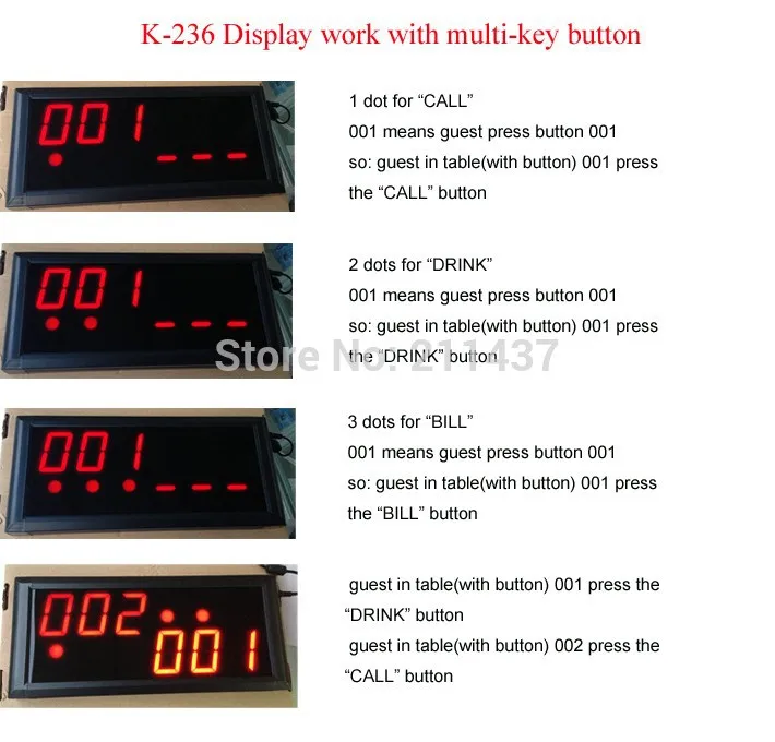 Restaurant Waiter Pager System K-236 + K- D-3 communication equipment for restaurant (1 display monitor+20 table button) Restaurant Waiter Pager System K-236 + K- D-3 communication equipment for restaurant (1 display monitor+20 table button)