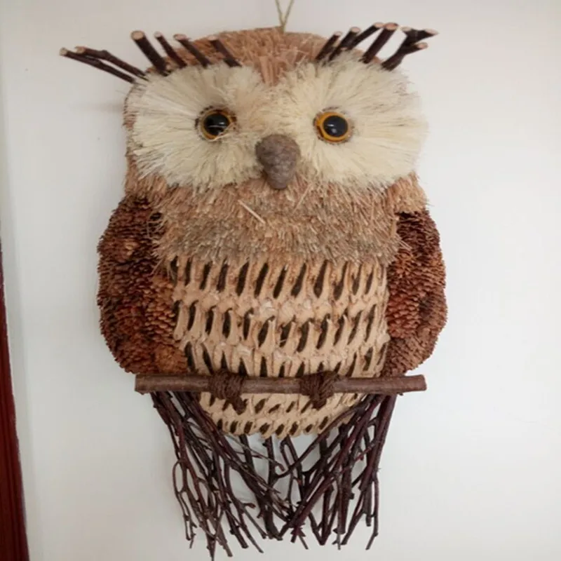 100% Natural Dry Plant Owl Pendant Owl Home Decoration 1pcs