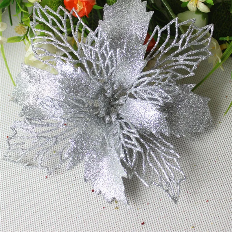 2pcs Fake flower Romantic Rosette Christmas Hanging Charm Party Decoration Christmas Tree Ornament Flower #3o30 (4)