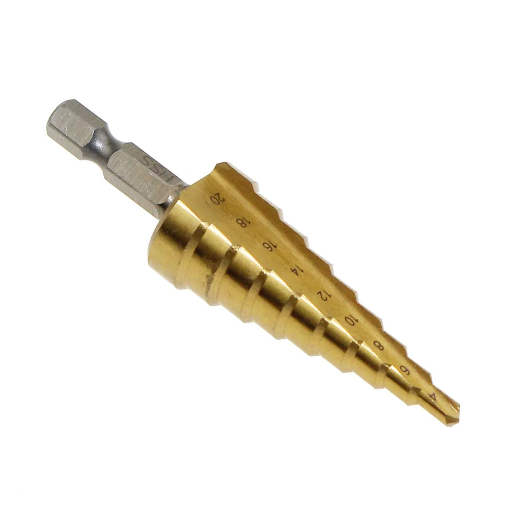 HSS 4-12/20/32mmTitanium Coated Step Drill Bit Drilling Power Tools for Metal High Speed Steel Wood Hole Cutter Step Cone Drill