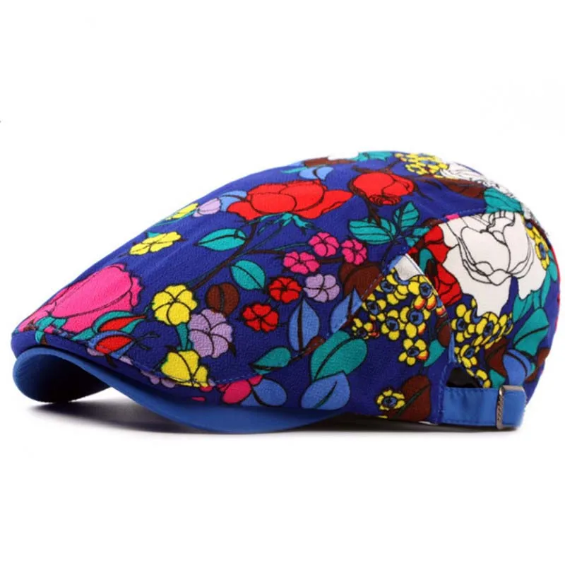 New Fashion Women Berets Cap Floral Print Boinas feminina Elegant Flat Cap Casquette Gorras Hats Ajustable Casual Women's hats