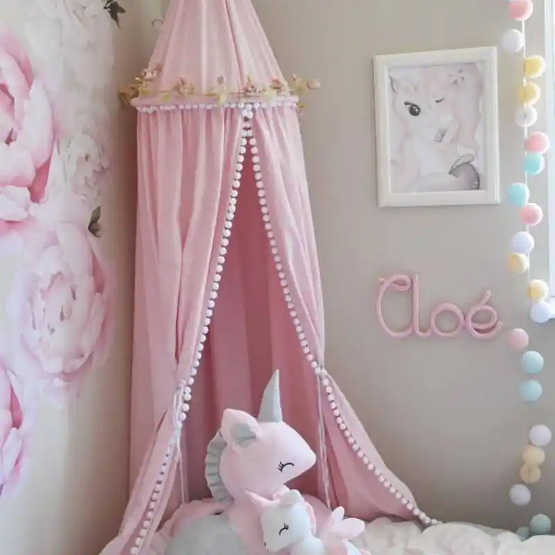 Nordic Kids Room Mosquito Net Ins Style Fairytale Bed Curtain With Plush Ball Decoration S Nursery Dome Hanging Canopy Nordic Kids Room Mosquito Net Ins Style Fairytale Bed Curtain With Plush Ball Decoration S Nursery Dome Hanging Canopy
