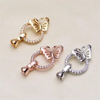 

Clasps For Jewelry Making Fastening Accessories 925 silver plating Cubic Zirconia Clasps For DIY Pearls Necklace Bracelet Clasp