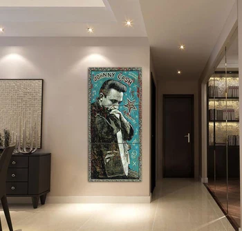 

3 Pieces Johnny Cash Blue Painting High Quality Canvas HD Print Wall Art Pictures Poster Home Decor Framework For Living Room