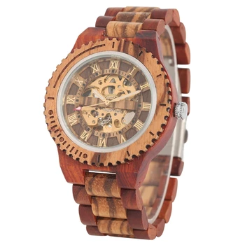 

Wood Watch Mechanical Watches Men's Royal Gold Roman Literal Top Luxury Wooden Bangle Wrist Watch montre homme automatique reloj