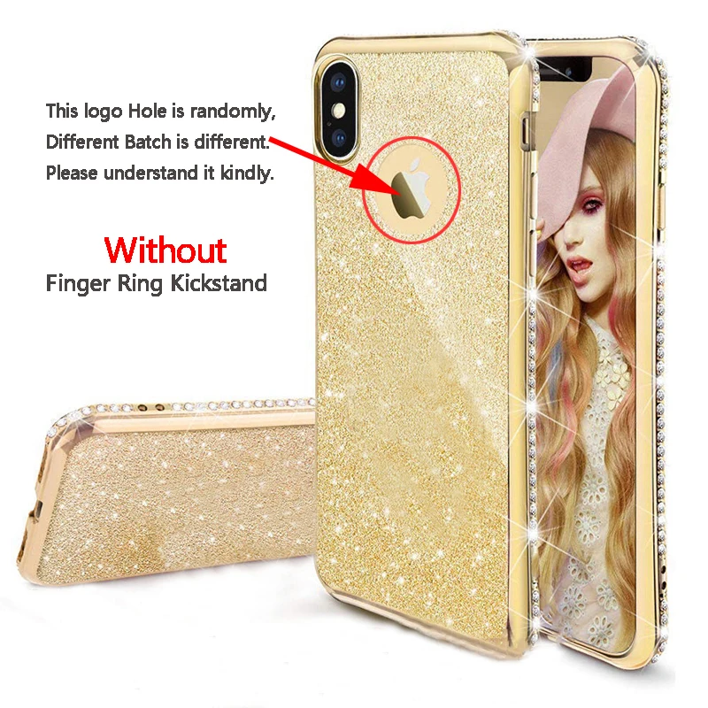 case for iphone 8 Glitter Bling Diamond Plating Soft TPU Cover For iPhone 11 12 XS Max XR X 6S 6 7 8 Plus 360 Rotating Finger Ring Kickstand Case case for iphone 7