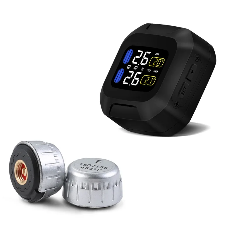 

M3 Motorcycle TPMS Tire Pressure Monitoring System 2 External Sensor Wireless LCD Display Moto Auto Tyre Alarm Systems