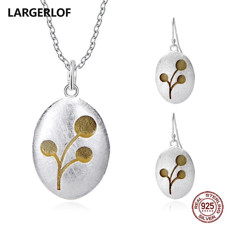 

LARGERLOF 925 Sterling Silver Set Jewelry Women Handmade Earrings Pendant Silver Jewelry 925 Jewelry sets JS50008