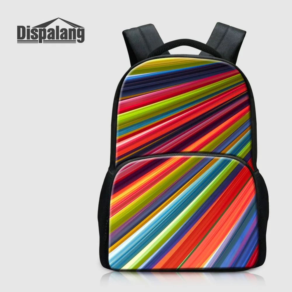 

Dispalang Felt Backpack Striped Print School Bags Womens Mens Travel Daypack Unisex Shoulder Bag College Bookbag Laptop Backpack