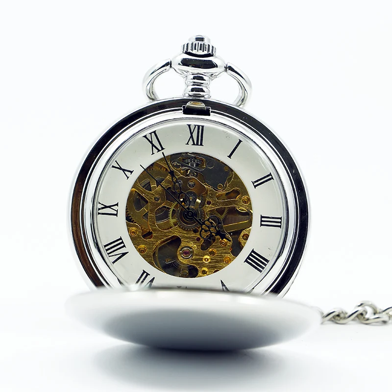Buy Luxury Silver Mechanical Smooth Face Pocket Watch