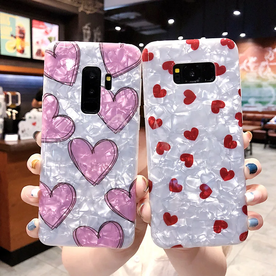 

glitter foil love heart tpu case for samsung galaxy s9 s8 s10 plus note 9 8 case cover fashion bling soft silicone phone bag cap
