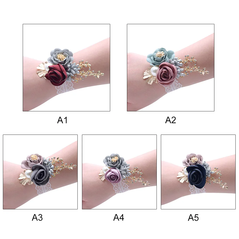 

8cm Artificial Hand Flowers Wedding Dancing Party Decor Bride Bridesmaid Wrist Flowers Bridal Prom Handmade Accessories