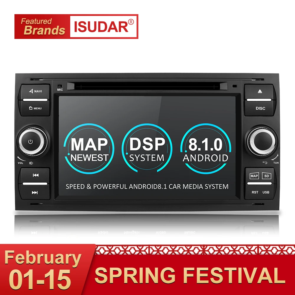 Isudar Auto Multimedia Player Android 8.1 GPS Autoradio 2 Din 7 Zoll Für Ford Mondeo Focus Transit c MAX S MAX Fiesta 2 GB RAM DVD Preise