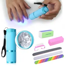 Belen набор инструментов для дизайна ногтей набор для УФ гель-лака 9 Вт светодиодный УФ-лампа Сушилка для ногтей маникюрные пилочки для ногтей кисть прочный полировка грубый песчаник