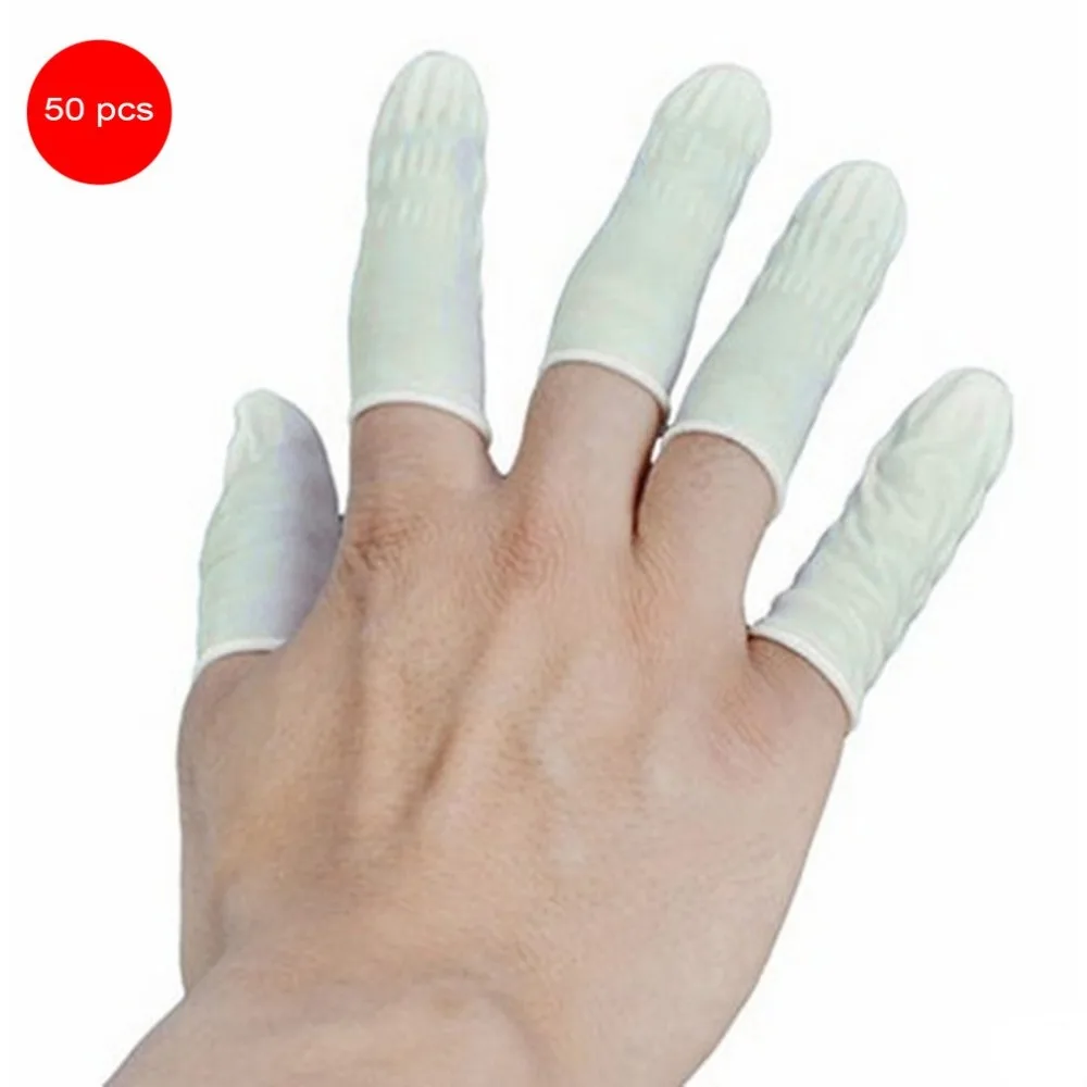 50 шт./компл. натуральный латекс антистатические пальчиковые кроватки практичный дизайн одноразовый расширитель для бровей перчатки
