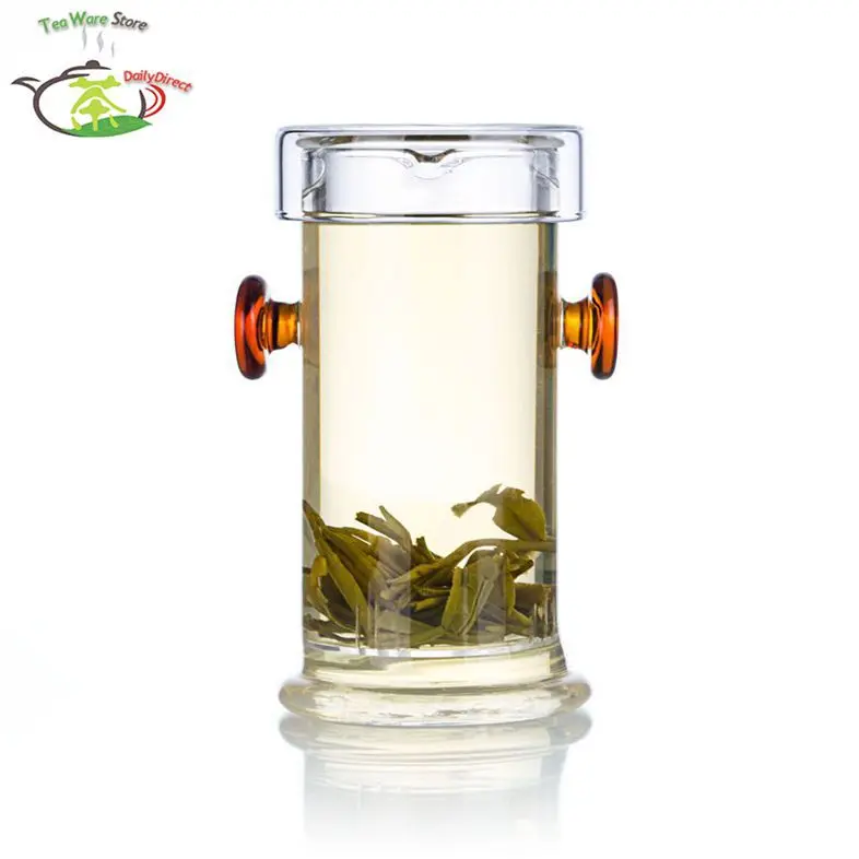 

1x 200ml Double Red Handle Ears Heat-Resisting Glass Teapot Water Coffee Tea Pot with infuser & Round Lid