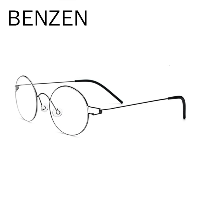 

BENZEN Titanium Eyeglasses Frame Men Prescription Eyewear Women Ultralight Round Optical Korean Glasses Frame 5098