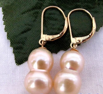 

free shipping 12846 pink baroque double freshwater pearl earring