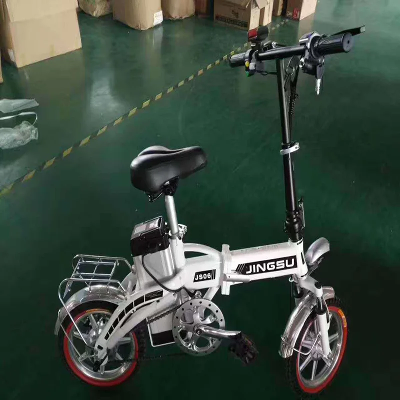 Discount Foldable Electric Bike 14inch 48V 250w 15AH  Lithium Battery Electric Bicycle Double Seat Cycle Aluminium Alloy Ebike 6